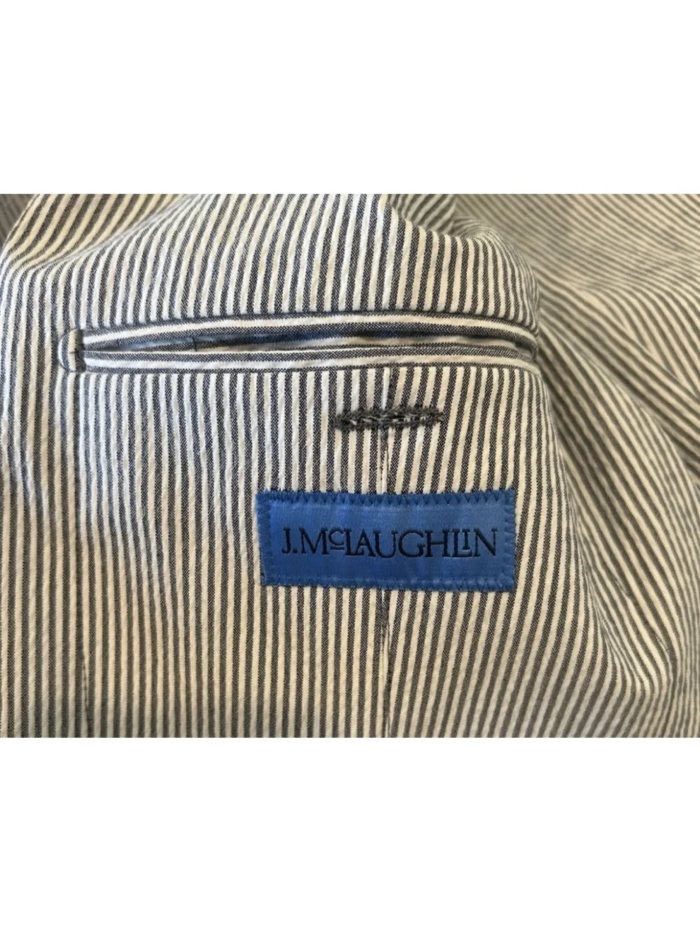 J. McLaughlin Suffolk Sport Coat in Fineline White Navy Men's Size 44 Cotton NWT